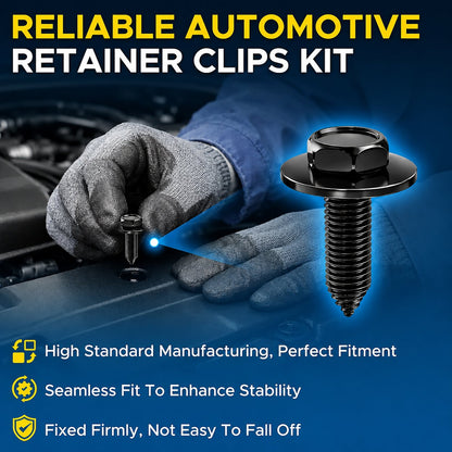 🛠️🚀50pcs 1/4" Hex Bumper Bolts & U-Nut Clips Fastener Kit - Anti-Rust✨