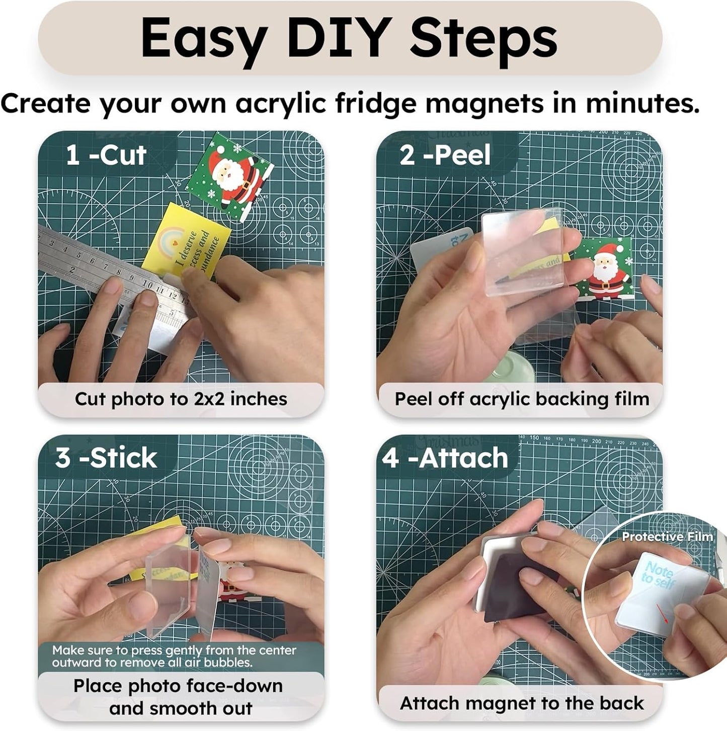 ✨DIY Clear Acrylic Fridge Magnets Set - 2"x2" Photo Frames (10/30 Pack)🎁