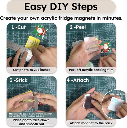 ✨DIY Clear Acrylic Fridge Magnets Set - 2"x2" Photo Frames (10/30 Pack)🎁
