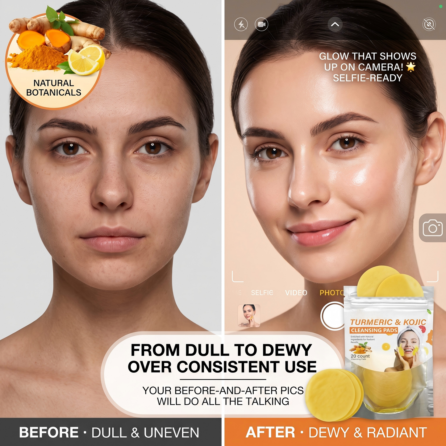 ✨Turmeric & Kojic Acid Cleansing Pads | Brightening & Glow (20 Count)🌿