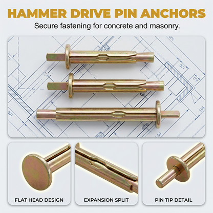 🔨 Premium Concrete Pin Anchors - Heavy Duty Carbon Steel Wall Bolts