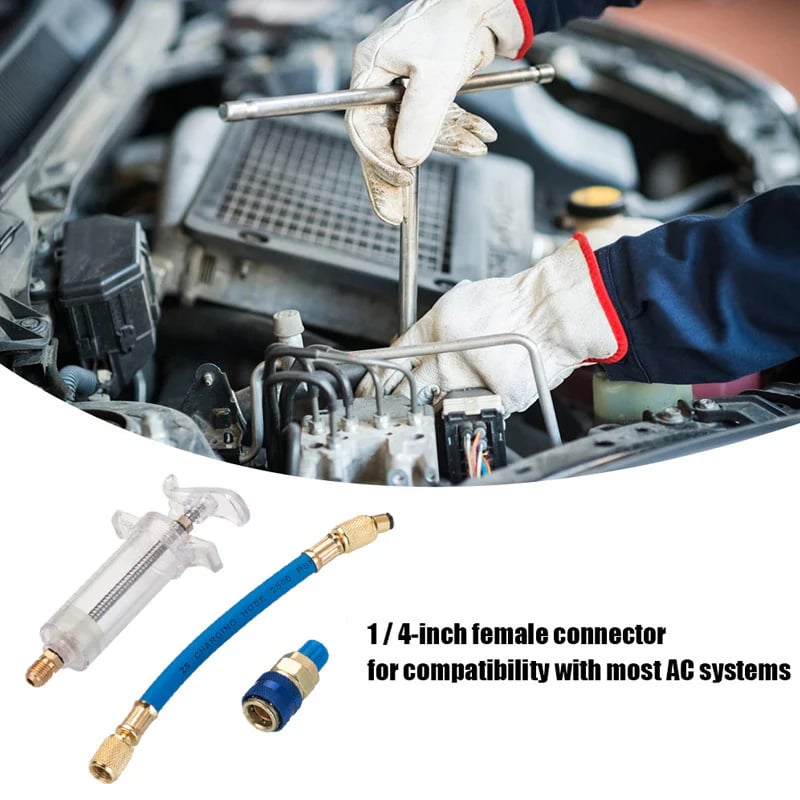 🚀A/C Oil & UV Dye Injector Tool Kit with 1/4" SAE & 13mm Quick Coupler | 1 oz (30ml)⚡