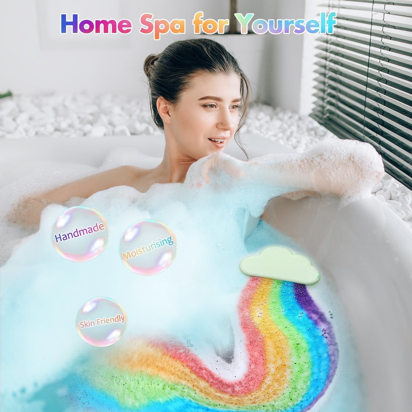 🌈 Rainbow Aromatherapy Bath Bombs with Natural Essential Oils | BrandName✨