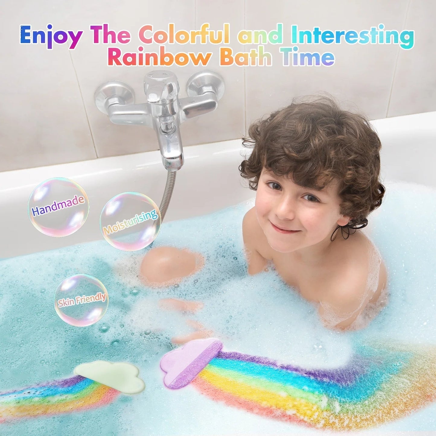 🌈 Rainbow Aromatherapy Bath Bombs with Natural Essential Oils | BrandName✨