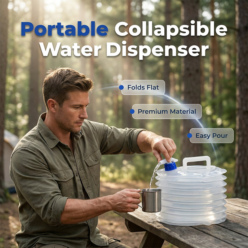 💧Collapsible Camping Water Container with Spigot | Leakproof Space-Saving Jug💡