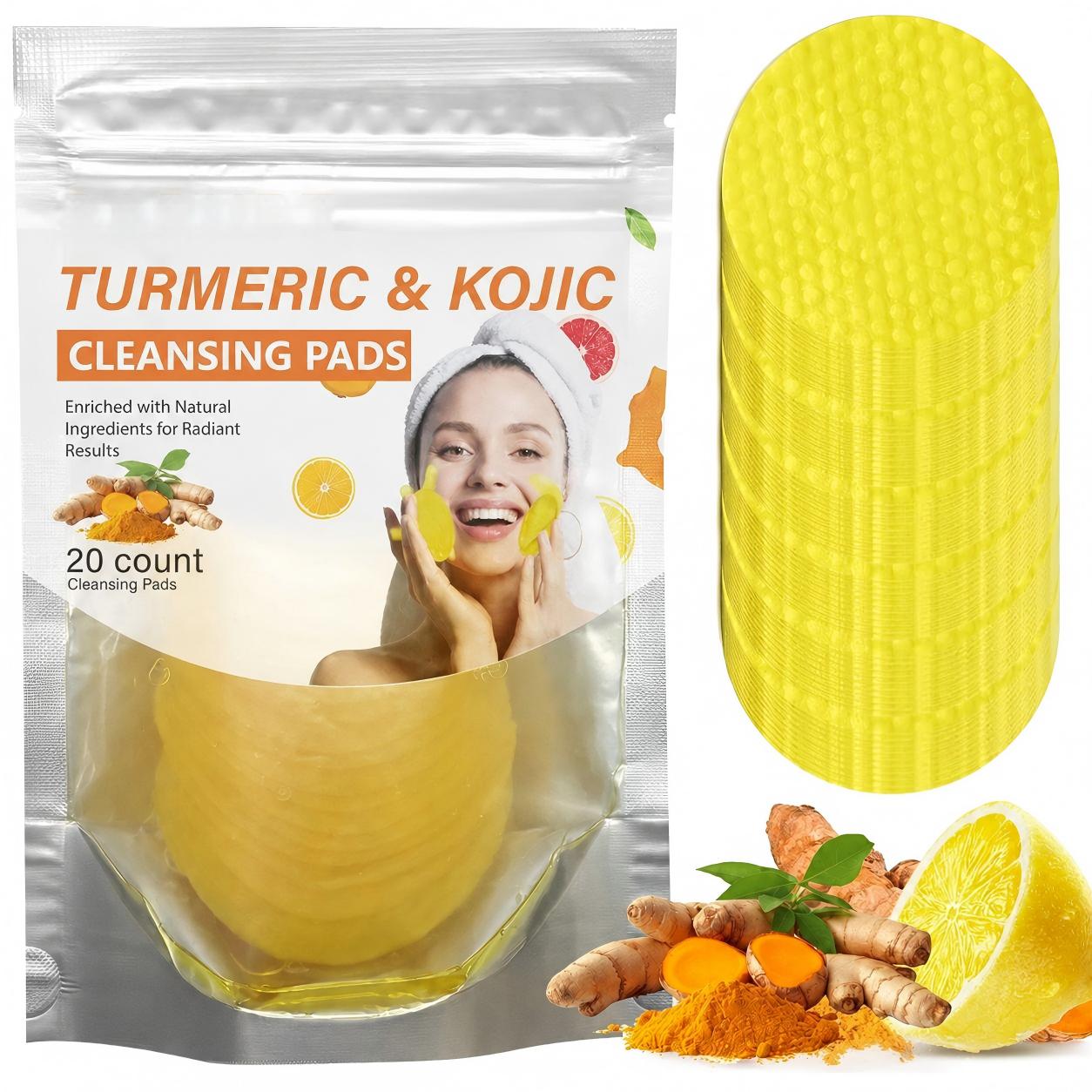 ✨Turmeric & Kojic Acid Cleansing Pads | Brightening & Glow (20 Count)🌿
