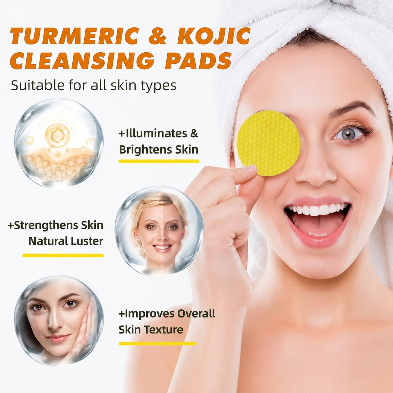 ✨Turmeric & Kojic Acid Cleansing Pads | Brightening & Glow (20 Count)🌿