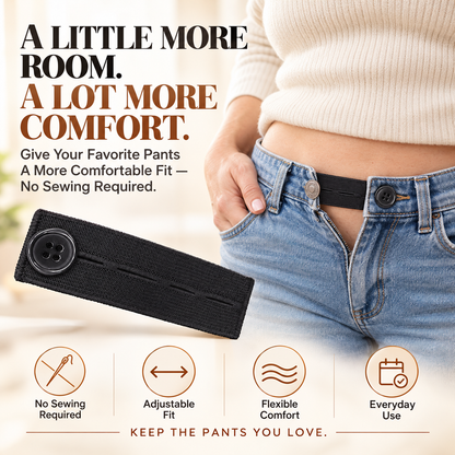 👖 Adjustable Elastic Waistband Button Extender – No-Sew Comfort for Jeans & Pants