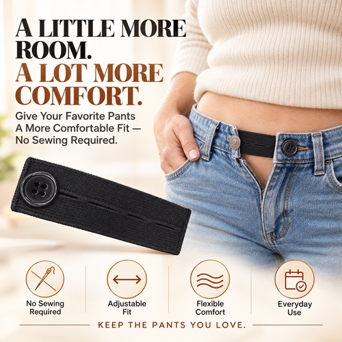 👖 Adjustable Elastic Waistband Button Extender – No-Sew Comfort for Jeans & Pants
