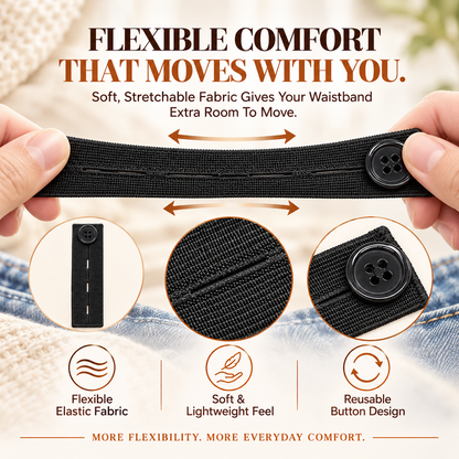 👖 Adjustable Elastic Waistband Button Extender – No-Sew Comfort for Jeans & Pants