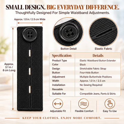 👖 Adjustable Elastic Waistband Button Extender – No-Sew Comfort for Jeans & Pants