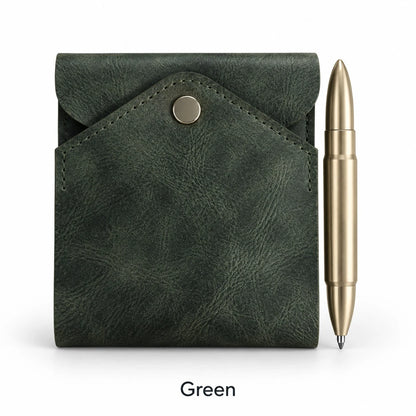 Vintage Leather Wallet with Pen Holder | Compact EDC |  Free A Pen