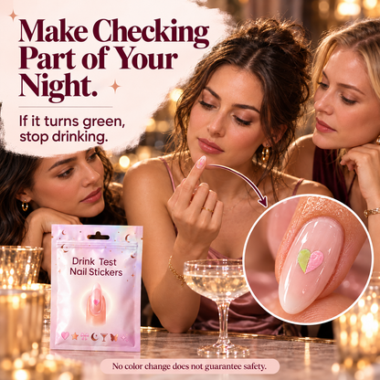 Pink Heart Drink Test Nail Stickers — Discreet Style, an Extra Safety Check