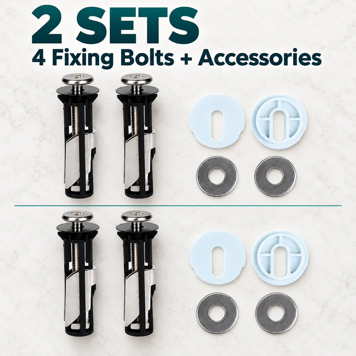 🔧 Toilet Seat Replacement Bolt Kit – Toggle Fixings with Washers