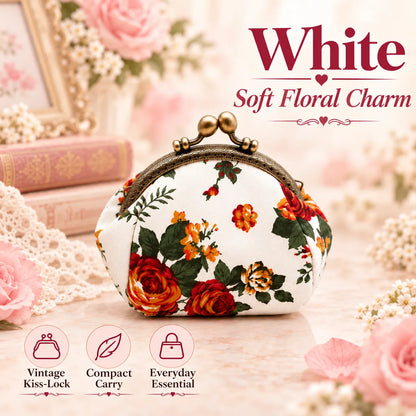 🌸 Vintage Floral Kiss-Lock Coin Purse – Cute Mini Wallet for Women