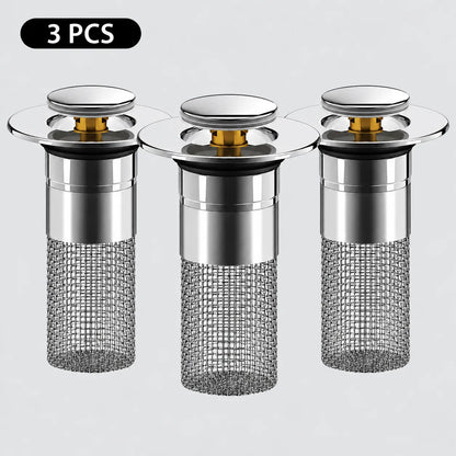 🚰 2-in-1 Pop-Up Sink Drain Stopper with Hair Catcher | Easy-Clean Bathroom Drain Filter