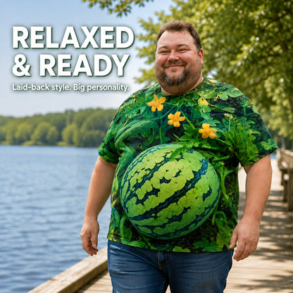 🍉Fun 3D Printed Watermelon Belly T-Shirt – Novel Summer Pattern T-Shirt