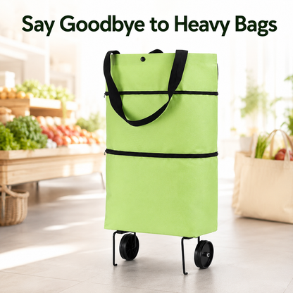 🛍️ Foldable Rolling Shopping Bag | Hands-Free Wheels