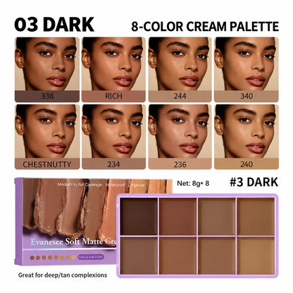 ✨ 8-Color Cream Concealer & Contour Palette – Custom-Blend Shades to Conceal, Brighten & Sculpt
