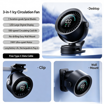 Portable 4000mAh Rechargeable Clip-On Fan