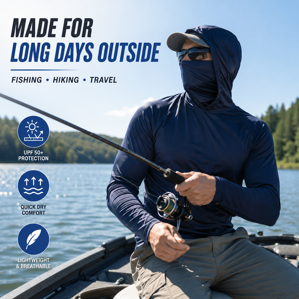 ☀️ UPF 50+ Men’s Active Hoodies – Lightweight, Breathable & Quick-Dry 6-Pack 🌿