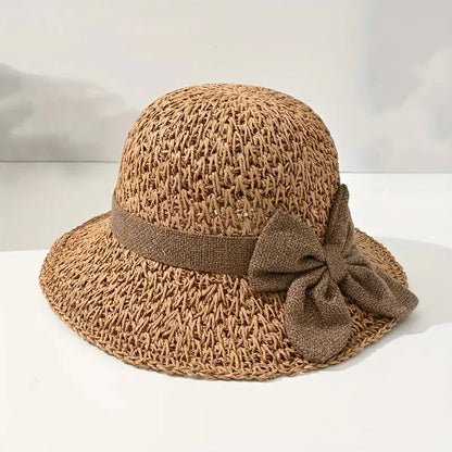 👒✨Elegant Woven Straw Sun Hat with Bow