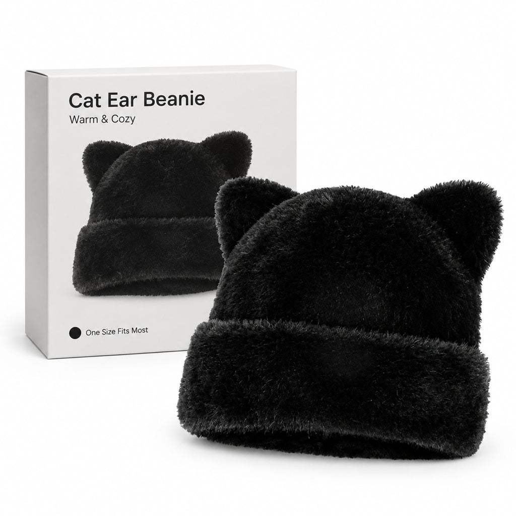 🐻 Fluffy Leopard Print Beanie Hat – Cozy Faux Fur Winter Hat with Cute Bear Ears