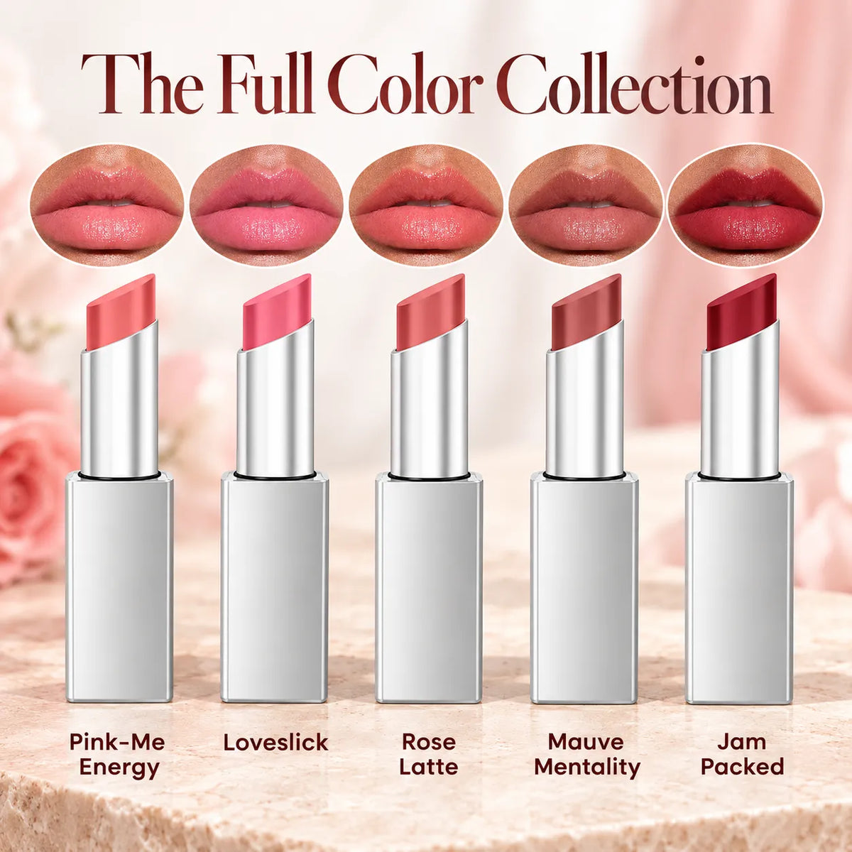 💄 Glossy Tinted Lipstick ✨ Sheer Color & Luminous Shine — 4 Shades