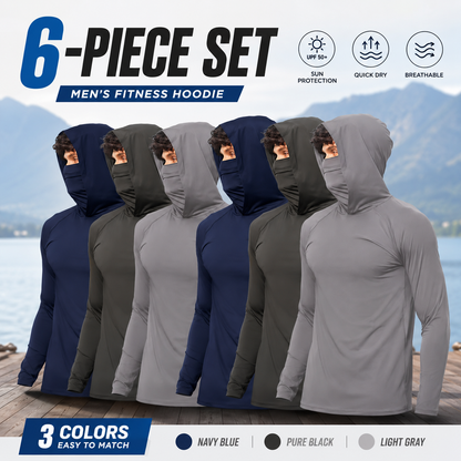 ☀️ UPF 50+ Men’s Active Hoodies – Lightweight, Breathable & Quick-Dry 6-Pack 🌿