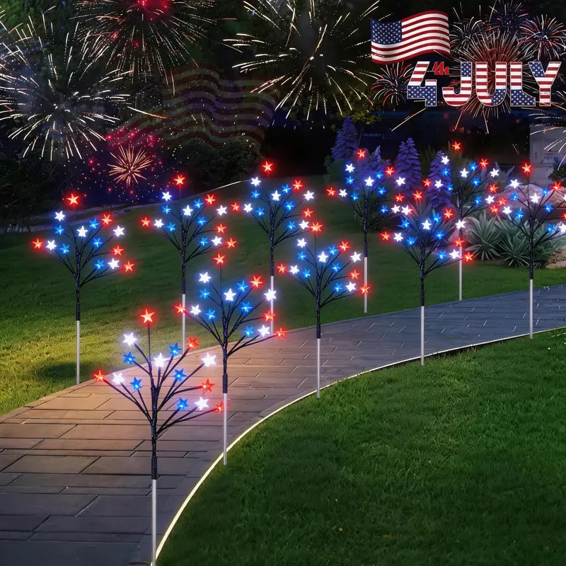 🇺🇸 8-Piece Flag Light Set ✨ 4th of July Yard Decor