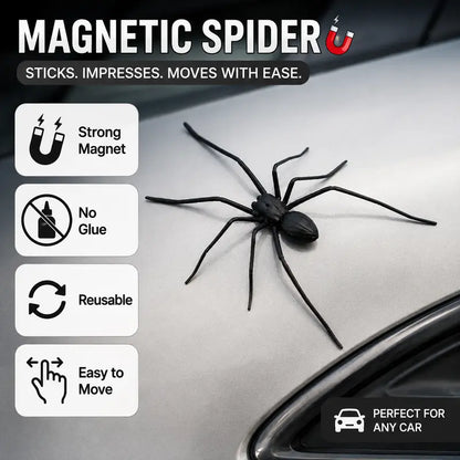 🕷️Magnetic S-shaped Spider Car Decor Sticker - Suitable for cars, trucks, motorcycles, garages, and metal surfaces