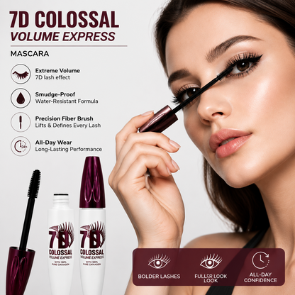 7D Lash Luxe✨ – Colossal Volume & 24H Waterproof Mascara 🌊