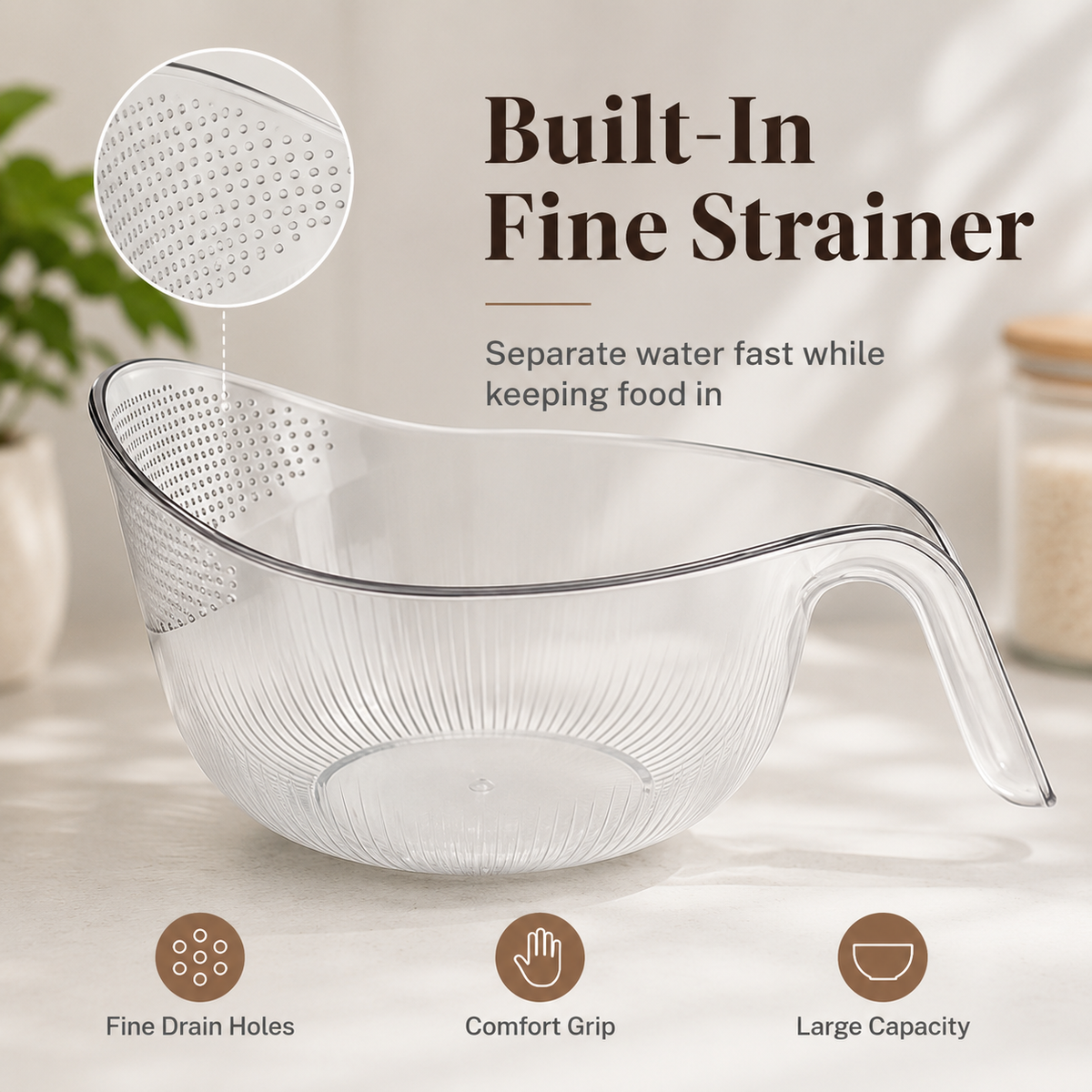 🔥 CLEARANCE SALE: Multipurpose Rice Strainer Bowl – Rinse, Drain & Prep in One