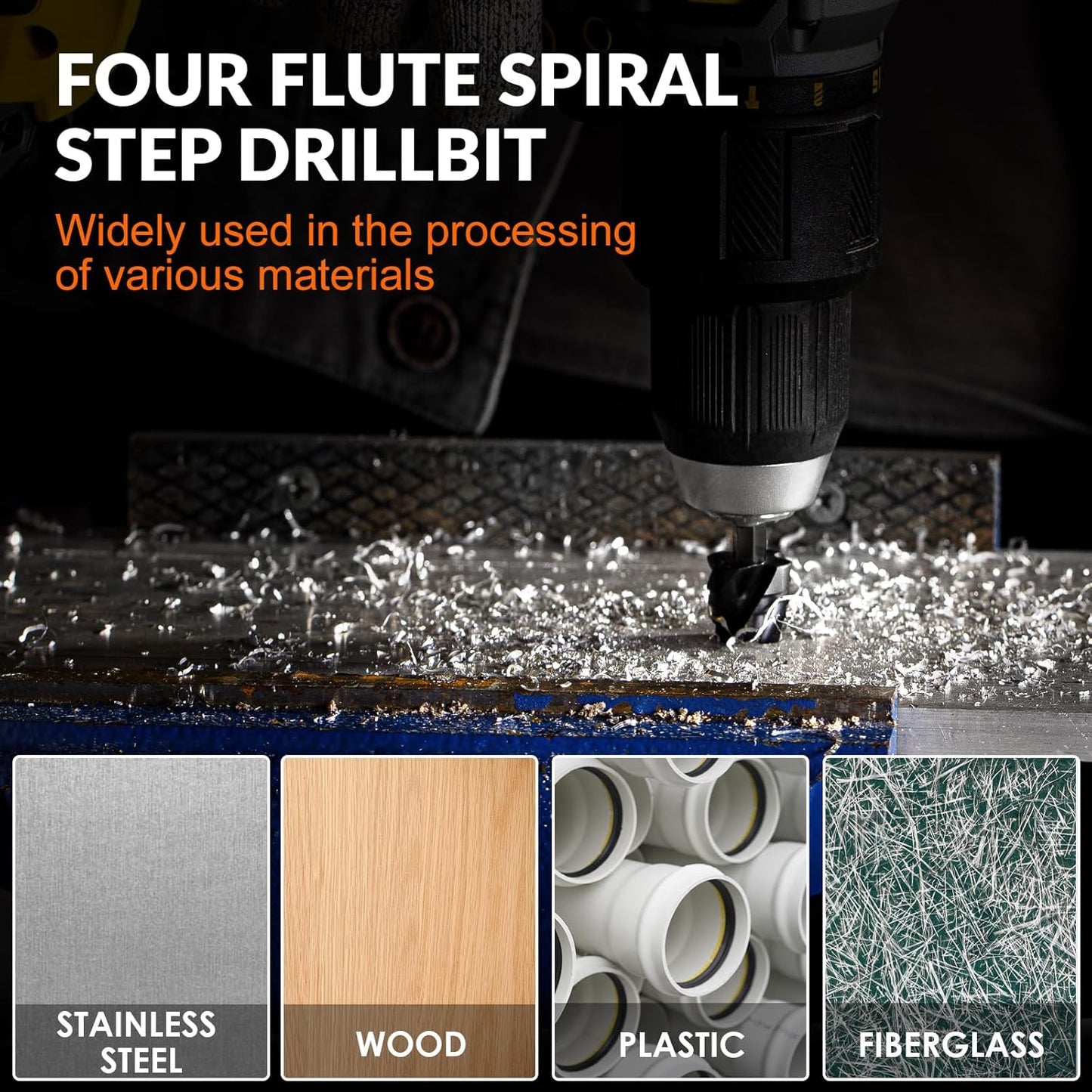 🔩⚙️ 5-Pcs Spiral Flute Step Drill Bit Set – HSS Unibit Kit 💪