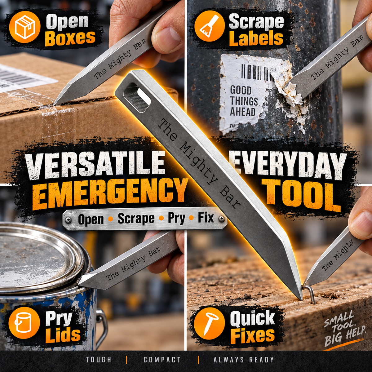 🛠️Powerful pry bar - Extra strong keychain pry bar, suitable for everyday use