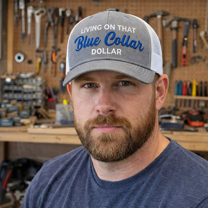 🧢Blue Collar Dollar Trucker Hat – Proud Workwear Cap