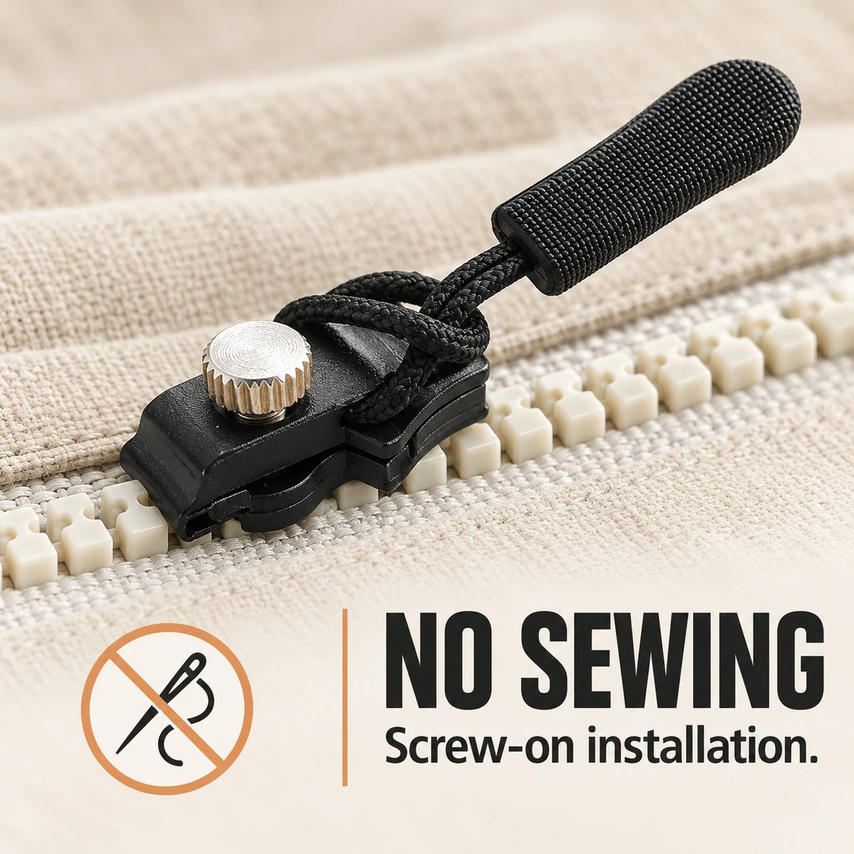 Zipper Repair Slider – No-Sew Screw-On for #3 & #5 Zippers 🧵