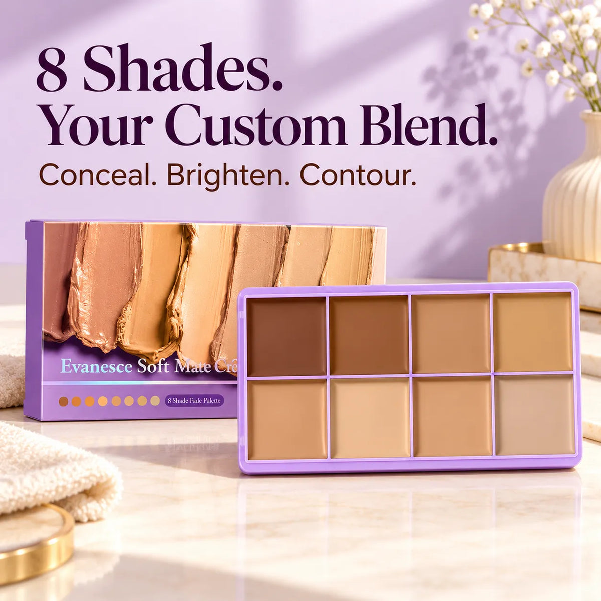 ✨ 8-Color Cream Concealer & Contour Palette – Custom-Blend Shades to Conceal, Brighten & Sculpt
