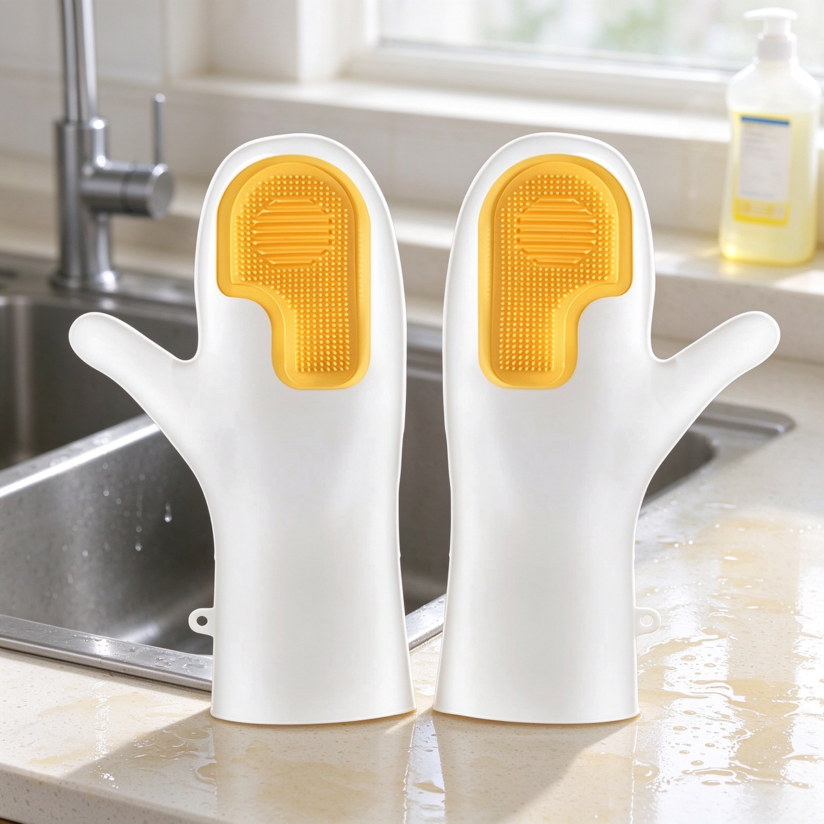 🧤Dishwashing gloves with built-in silicone brush