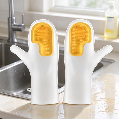 🧤Dishwashing gloves with built-in silicone brush