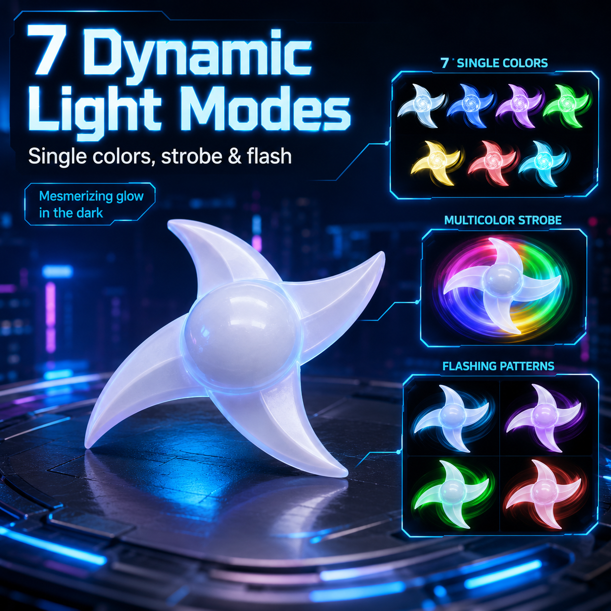 Vortex Glow - 7-Mode LED Light-Up Fidget Spinner⚡