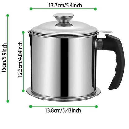 🍳Premium Stainless Steel Oil Strainer & Container Pot | Eco-Kitchen🔄