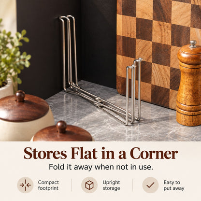 🗑️ Foldable 304 Stainless Steel Countertop Trash Bag Holder