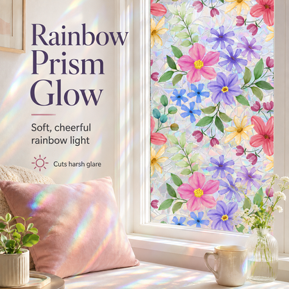 🌸 Colorful Floral Rainbow Prism Window Cling