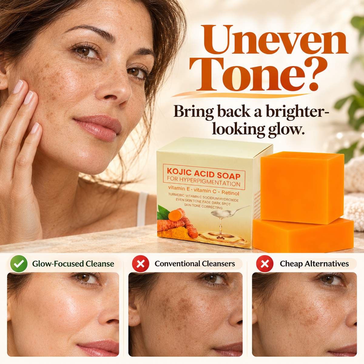 🧡 Kojic Acid Brightening Cleansing Soap – Your Daily Skin Renewal Ritual