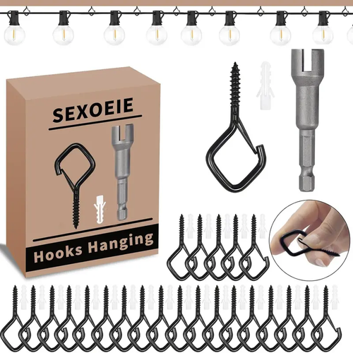 🔩 35PCS Safety Screw Eye Hooks – Strong & Secure Hanging 💪