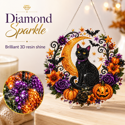🎃 DIY Halloween Moon & Black Cat Diamond Art Kit