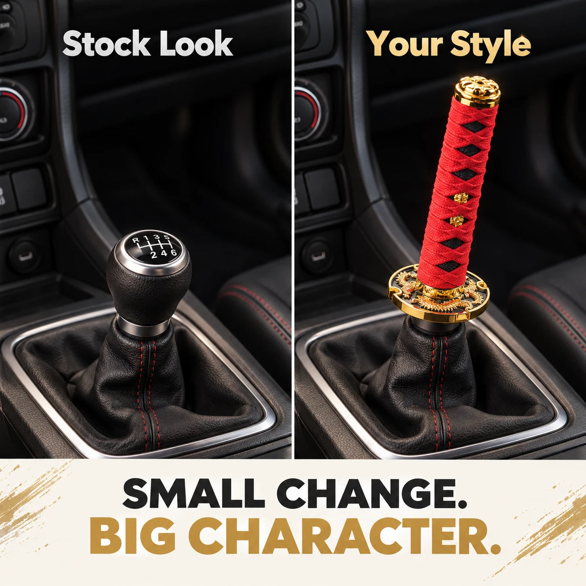 Katana-Style Shift Knob 🗡️ Cord-Wrapped Interior Upgrade