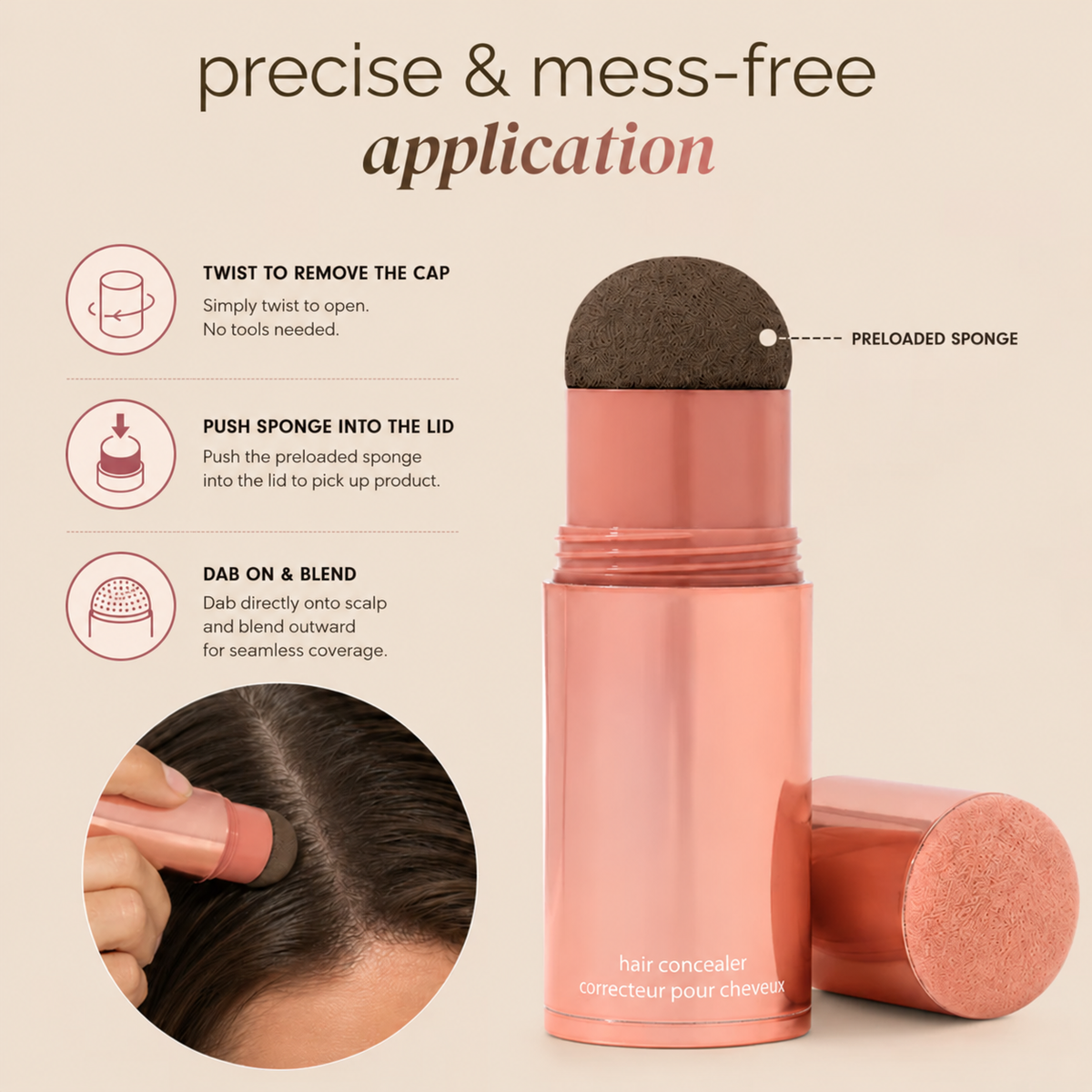 💇‍♀️ Instant Root Touch-Up & Hair Line Concealer Stick