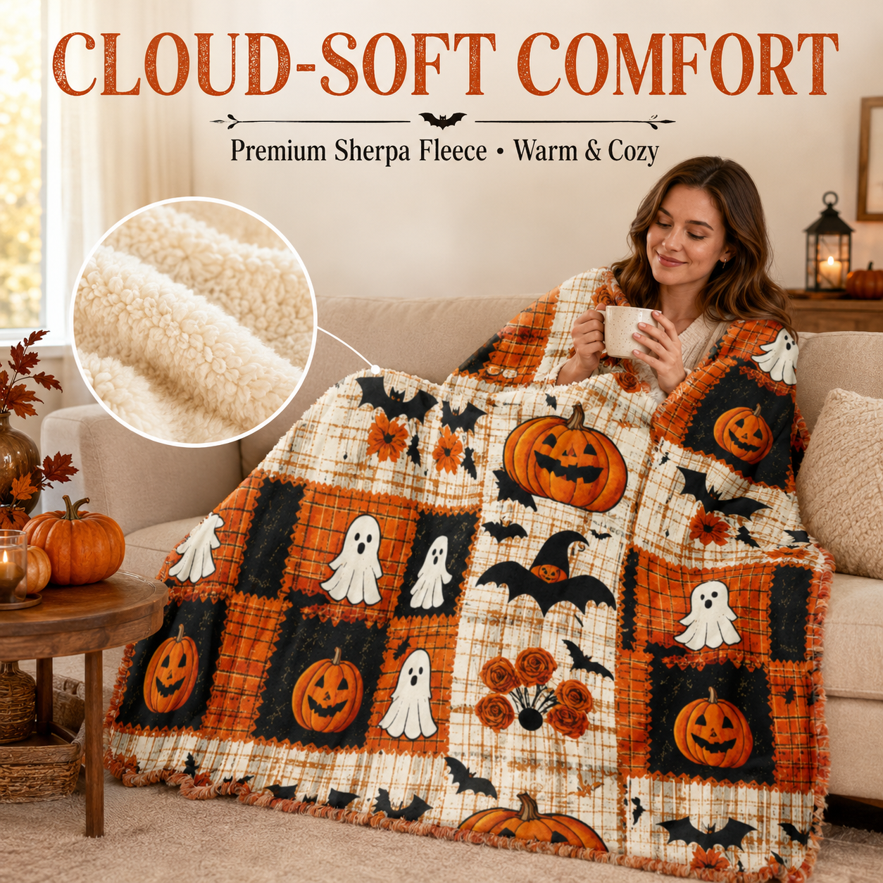 Spooky Cozy Halloween Throw Blanket👻